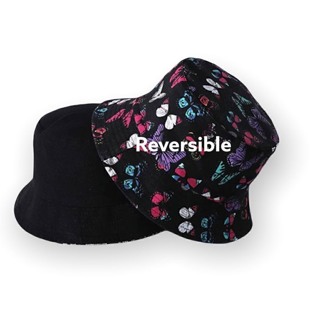 Bucket Hat - reversible,Women / men butterfly Print Fishmen Foldable Outdoor Cap
